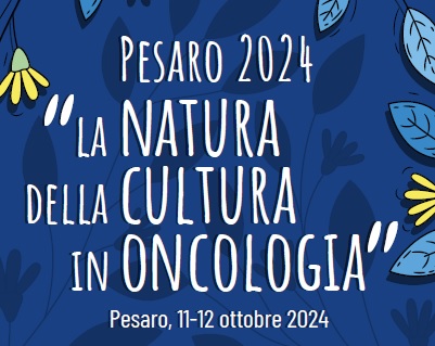 convegno oncologia Parziale immagine della locandina a sfondo blu, che rievoca le foglie autunnali